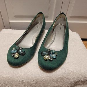 Mossimo Green Jeweled Statement Flats Size 9.5